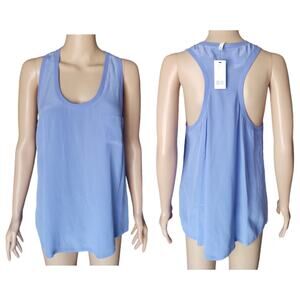 JOIE Alicia Silk Tank Womans Medium Purple NEW NWT Racerback Rib-Knit Trim.